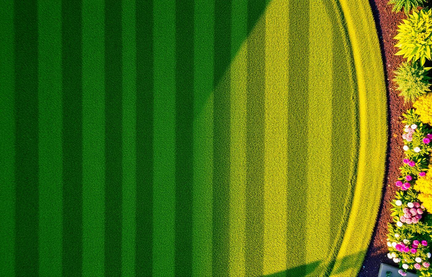 Freshly mowed lawn with clean stripes